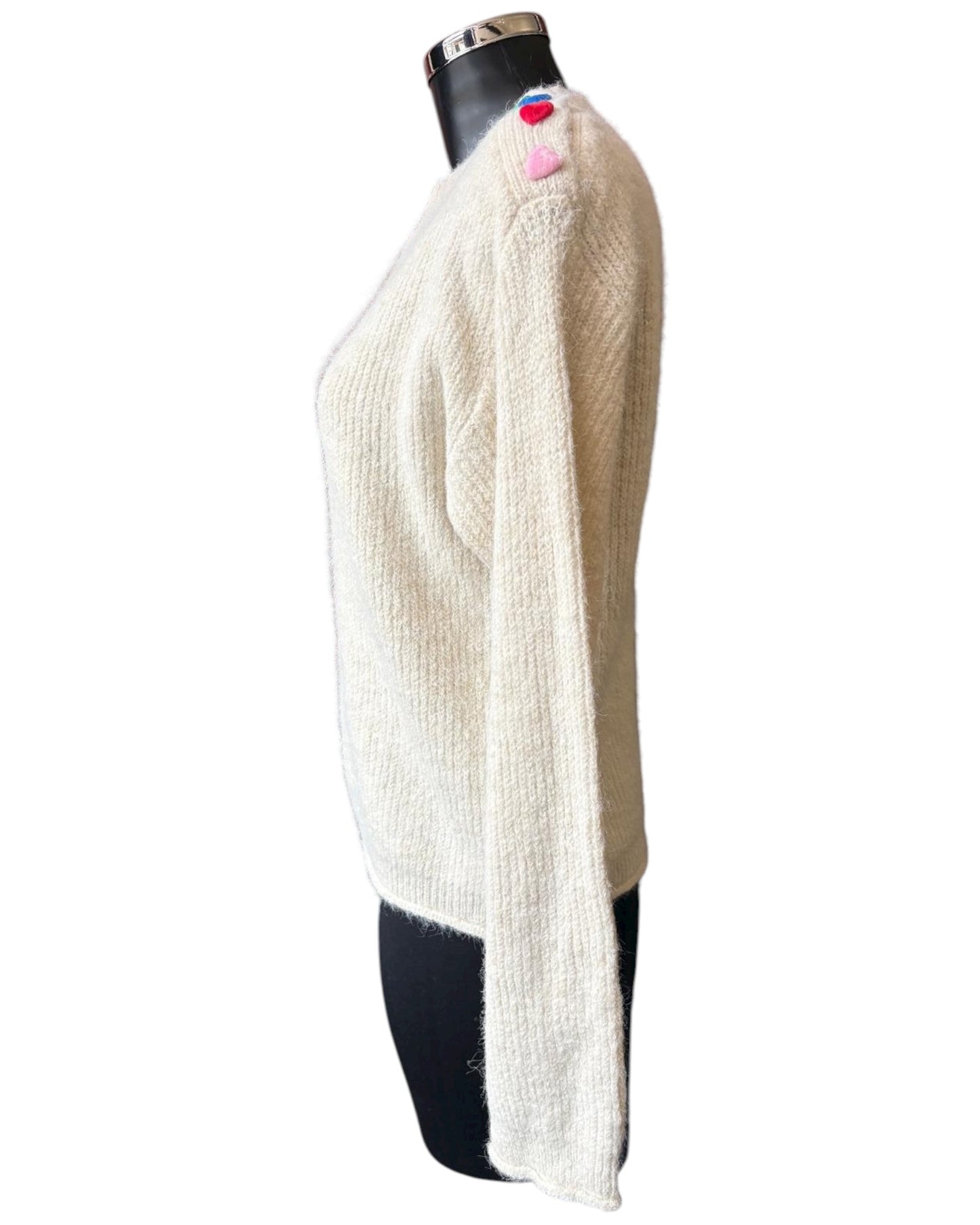 Harriet heart range button shoulder jumper - cream
