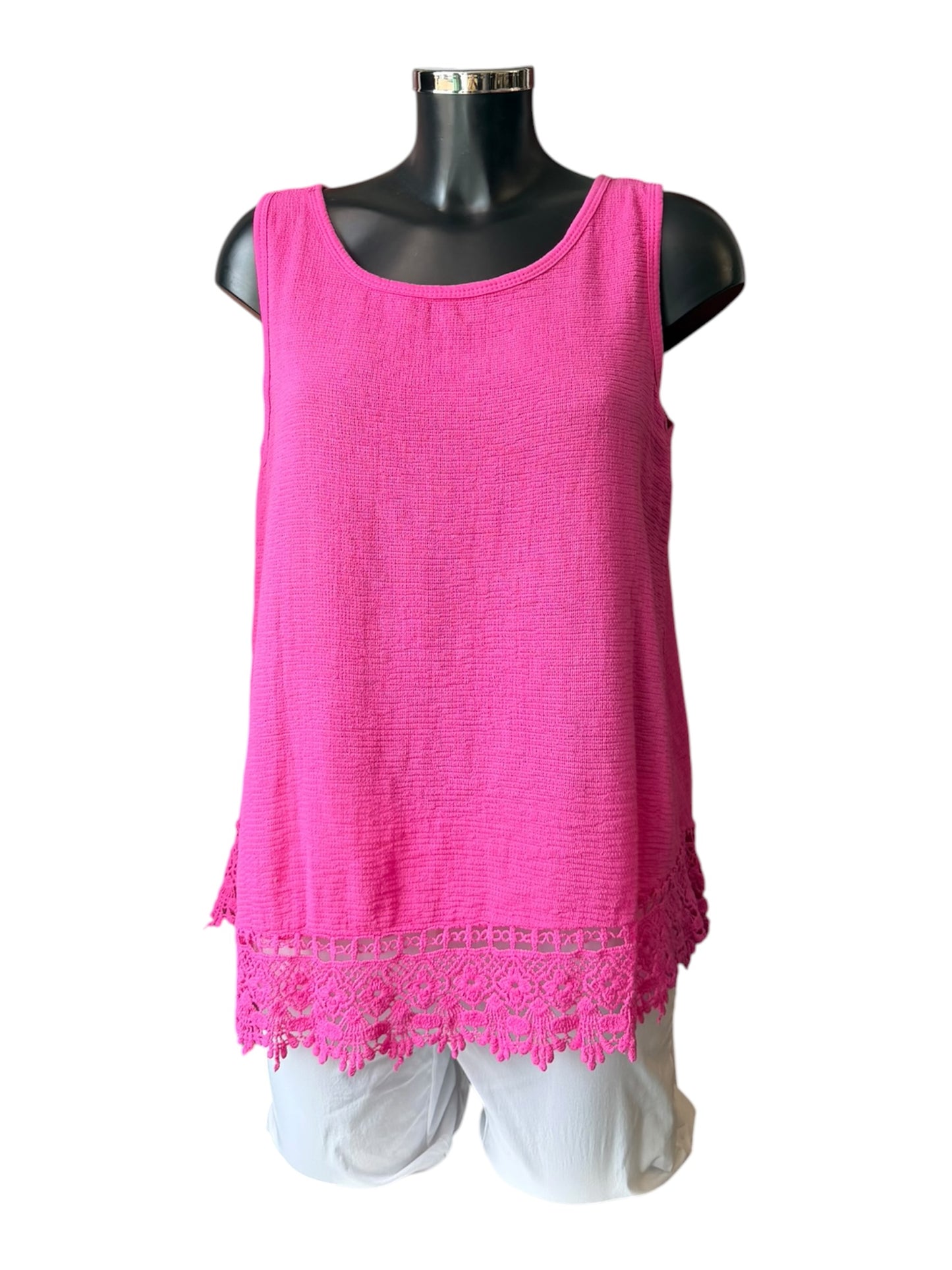 Fiona crochet trim vest top - Cerise