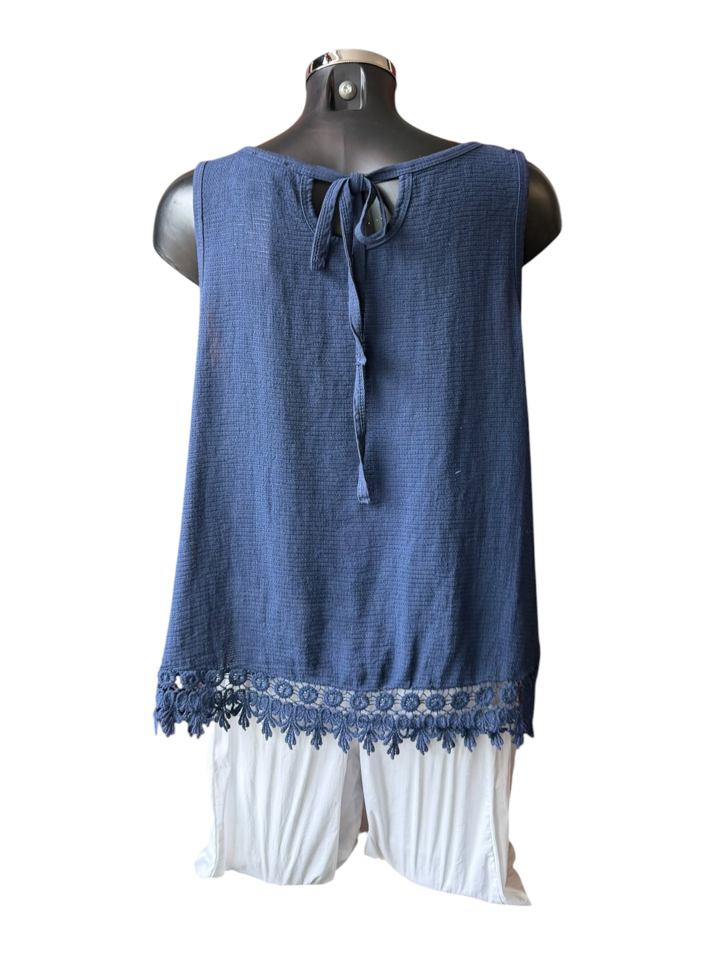 Fiona crochet trim vest top - Navy