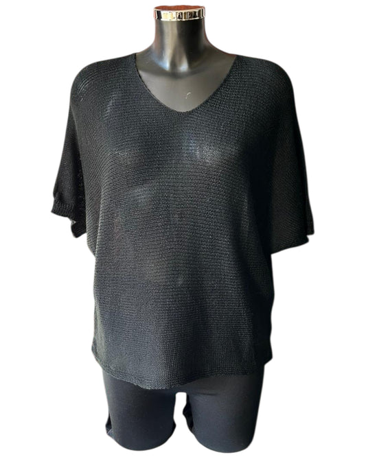 Tallulah fine knit button back jumper - Black
