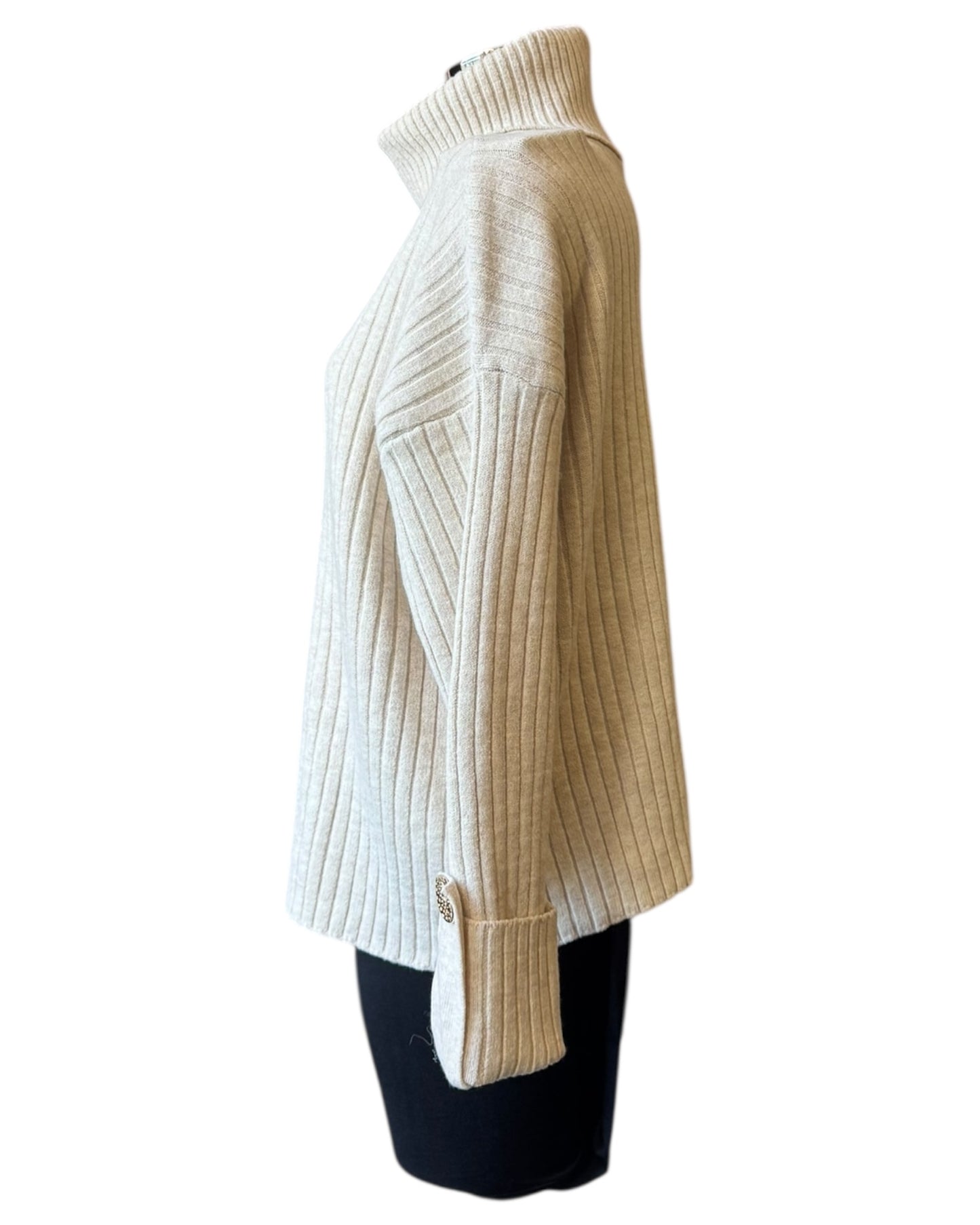 Julie roll neck ribbed jumper - Beige