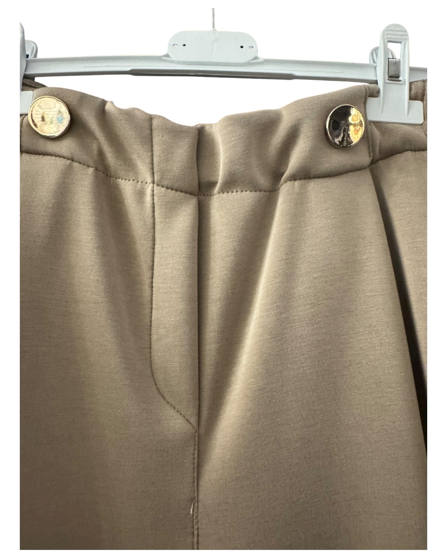 Lola gold button wide leg trousers - Beige