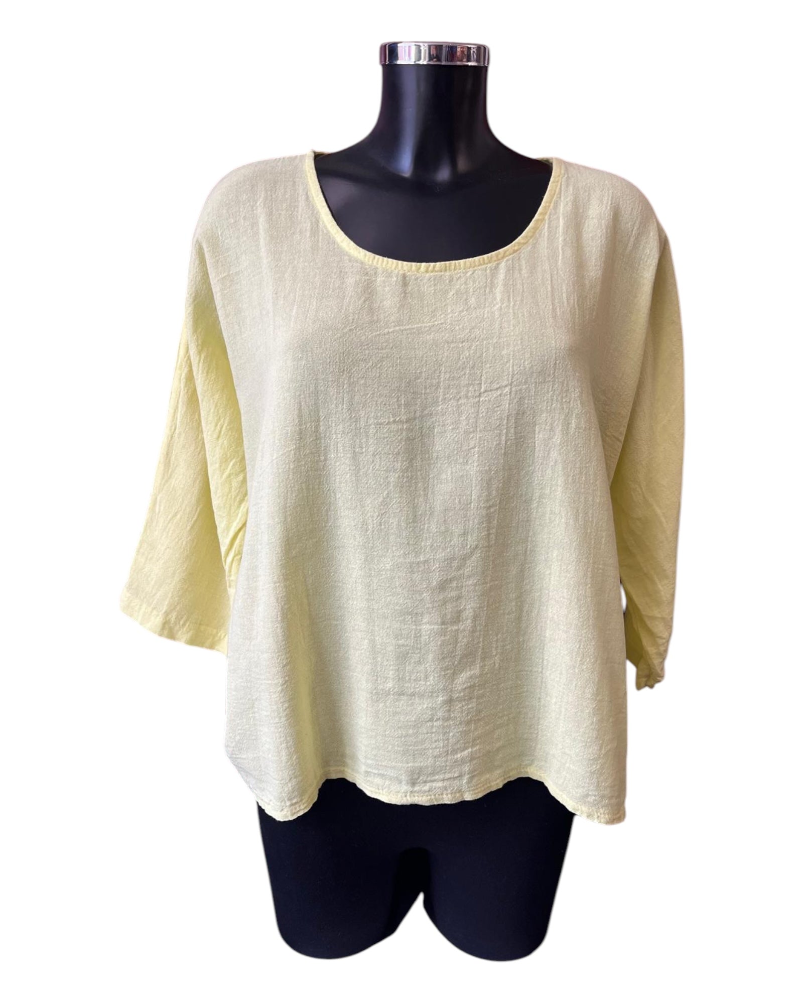 Mia cotton linen mix top - Lemon