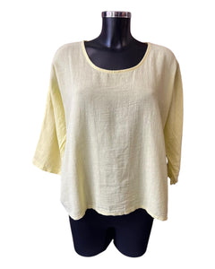 Mia cotton linen mix top - Lemon