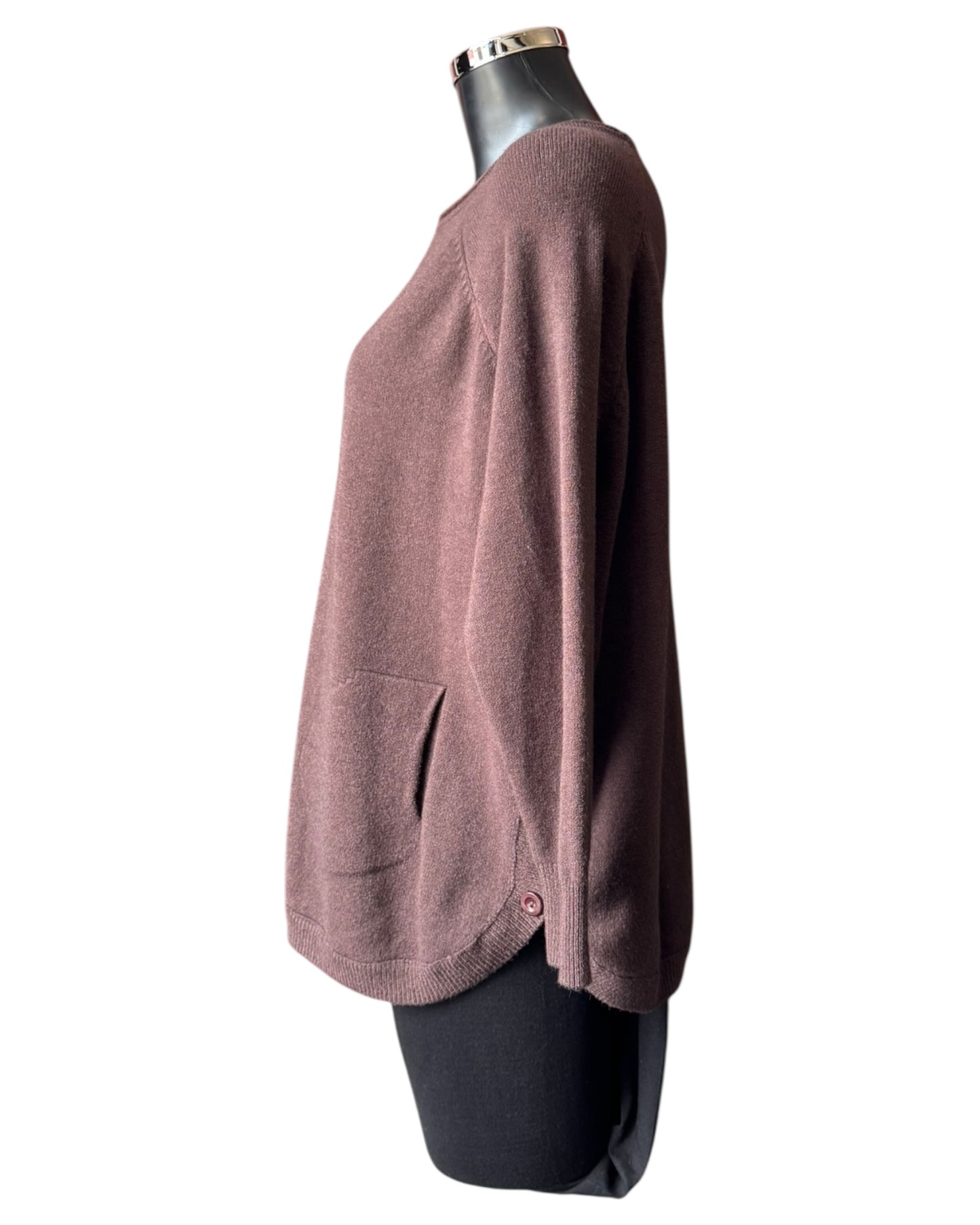 Callie button side soft knitted jumper - Chocolate