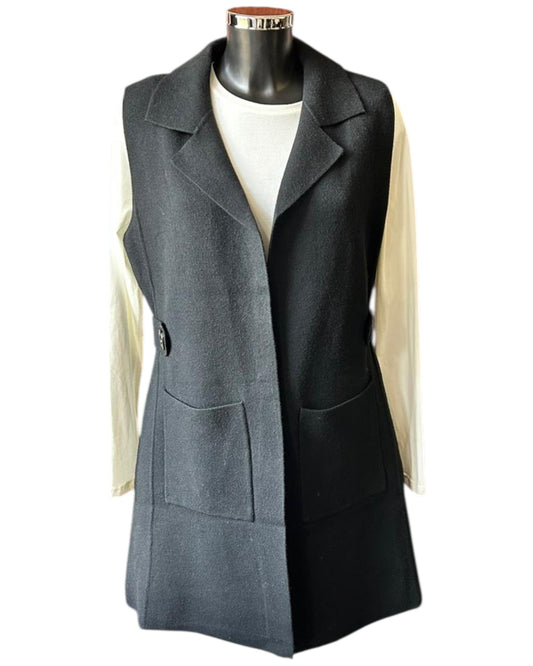 Marley black longer waistcoat