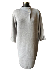 Yasmin heart button thick knit dress - Grey