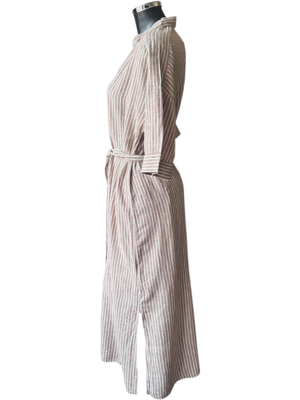 Byoung falakka short sleeve belted shirt dress woodsmoke stripe