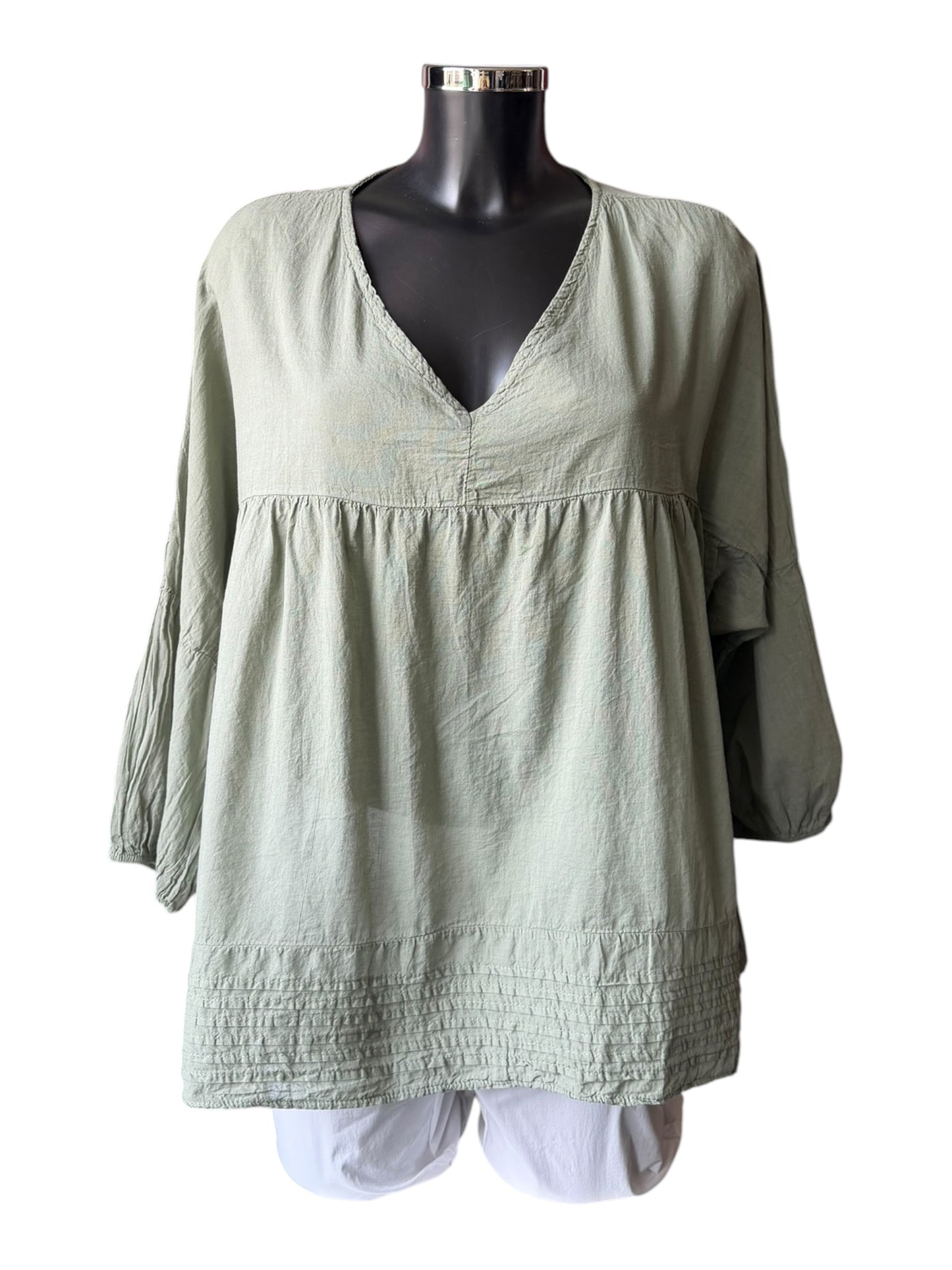 Lena oversized smock top - Khaki