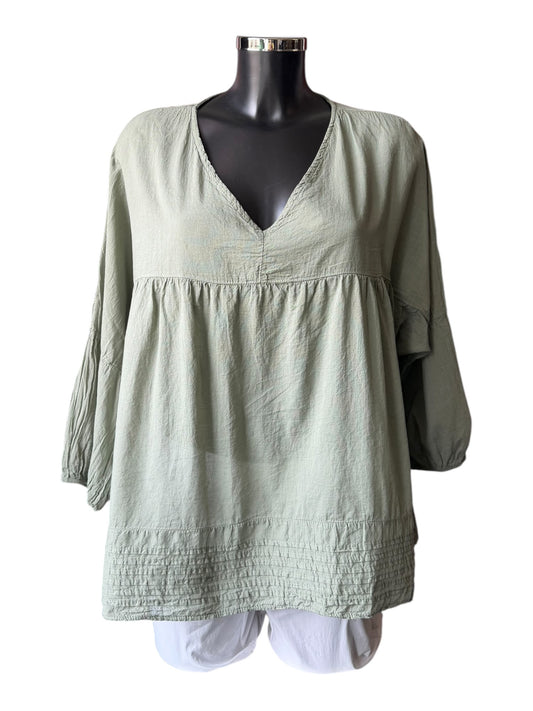 Lena oversized smock top - Khaki