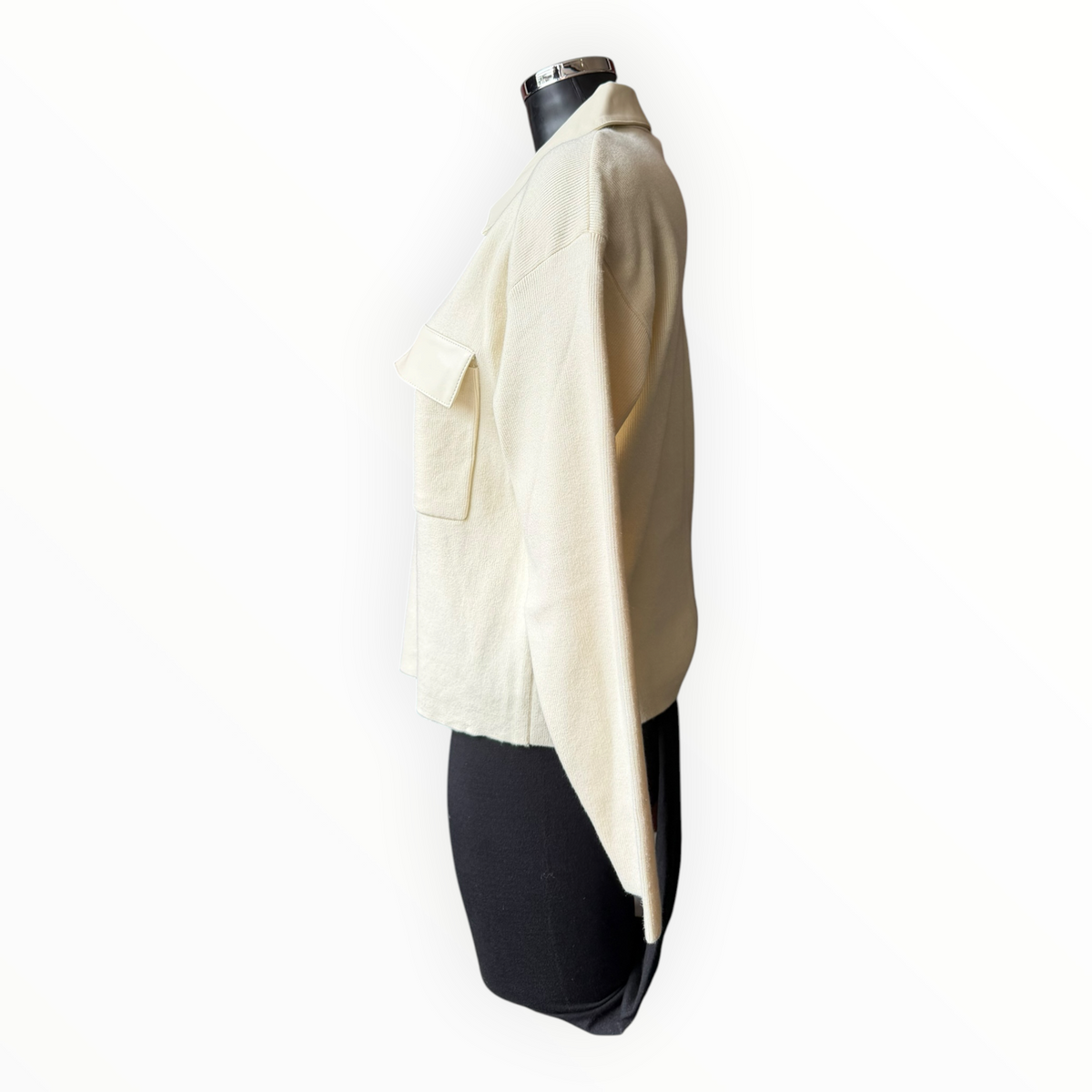 Tiffany faux leather detail cardigan - Beige