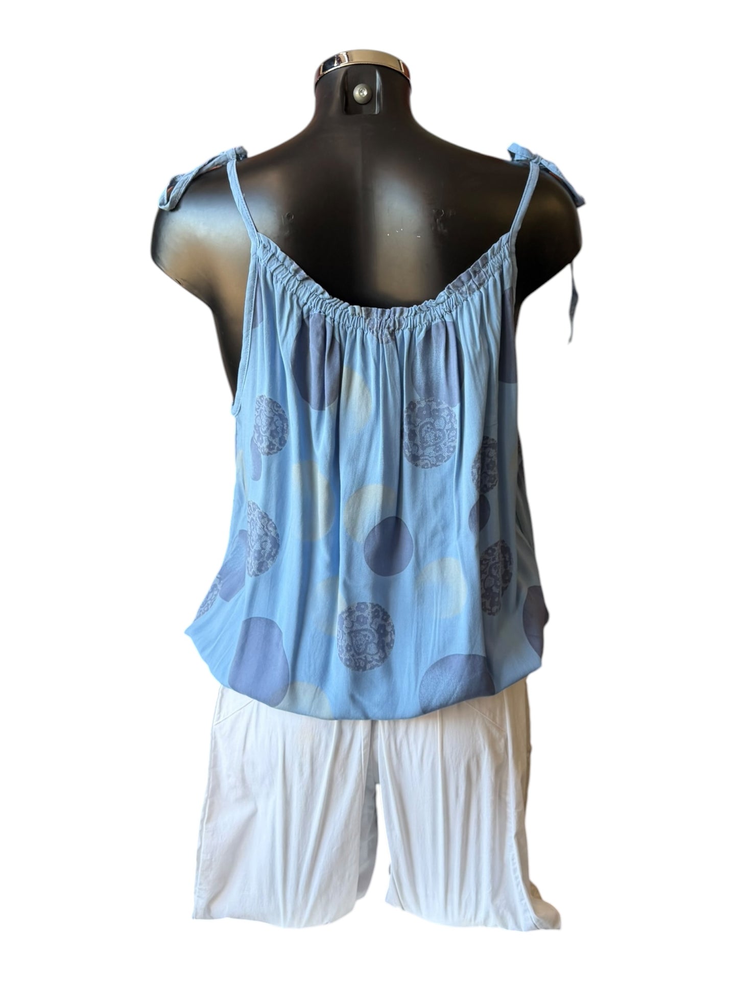 Doris strappy spot vest top - Pale Blue