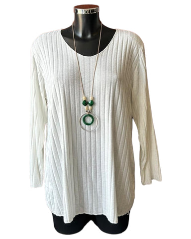 Luna ribbed fine knit jumper - Ivory