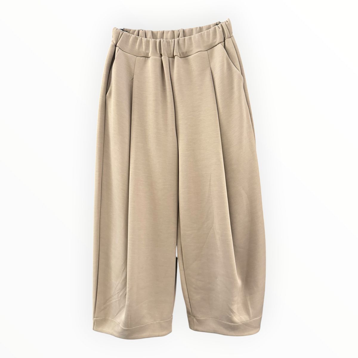 Bella barrel leg soft touch trousers - Taupe
