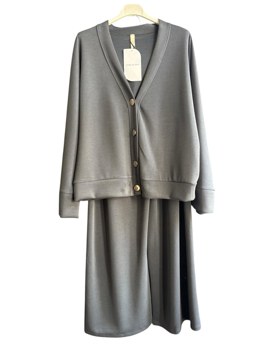 Lola cardigan co-ord trouser suit - Grey
