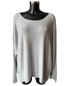 Simone sparkle front fine knit jumper - Grey