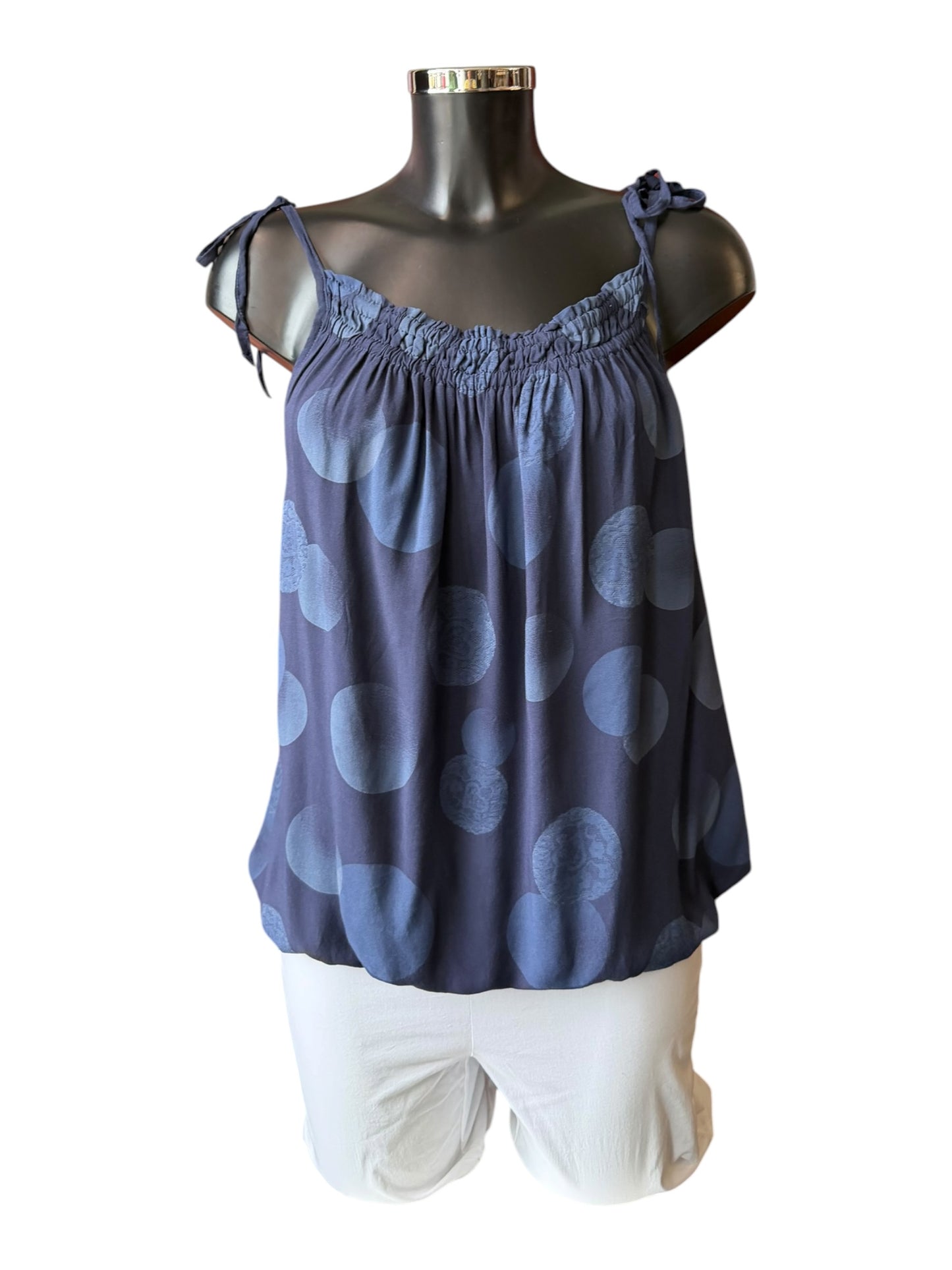 Doris strappy spot vest top - Navy