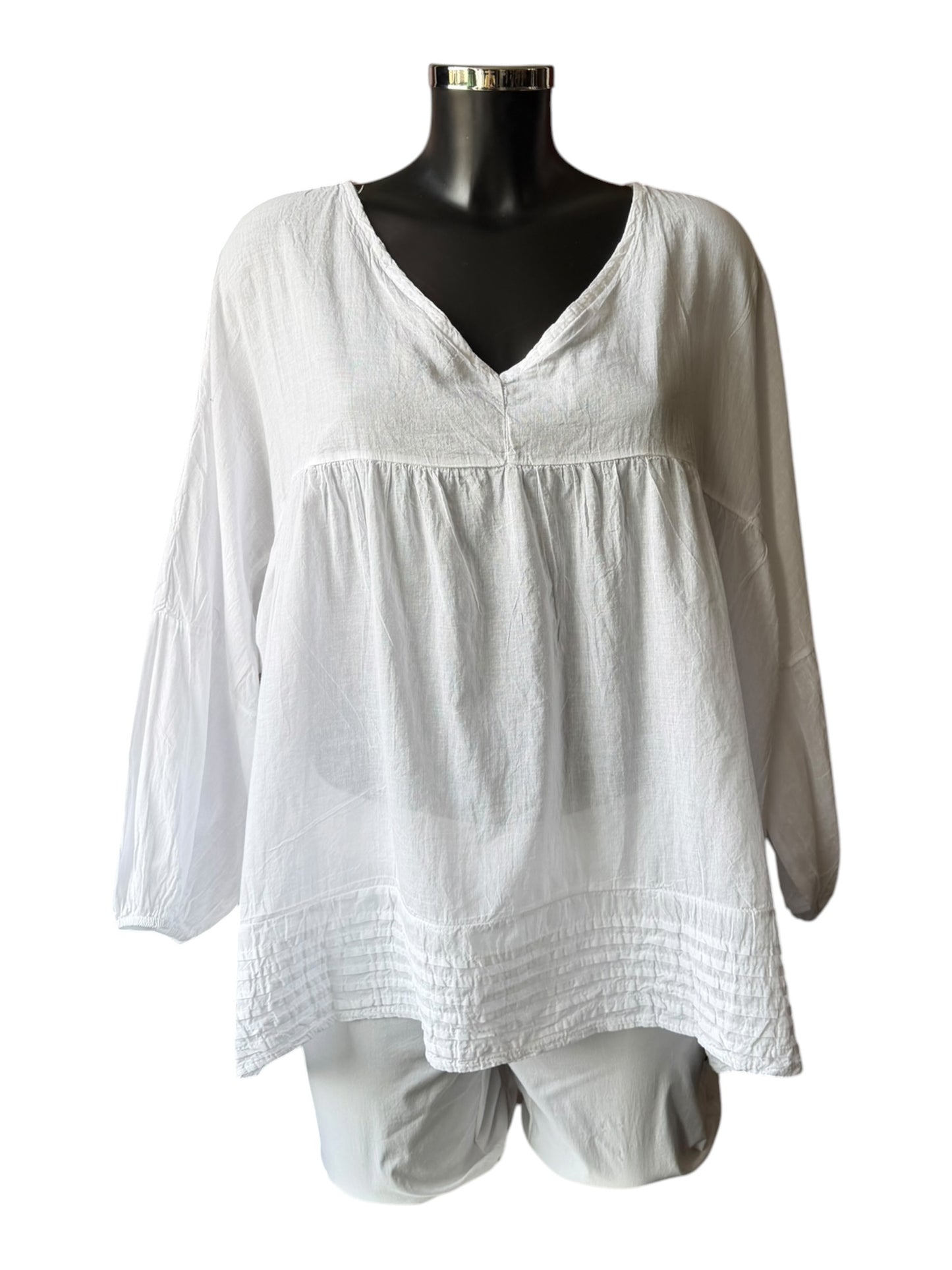 Lena oversized smock top - White