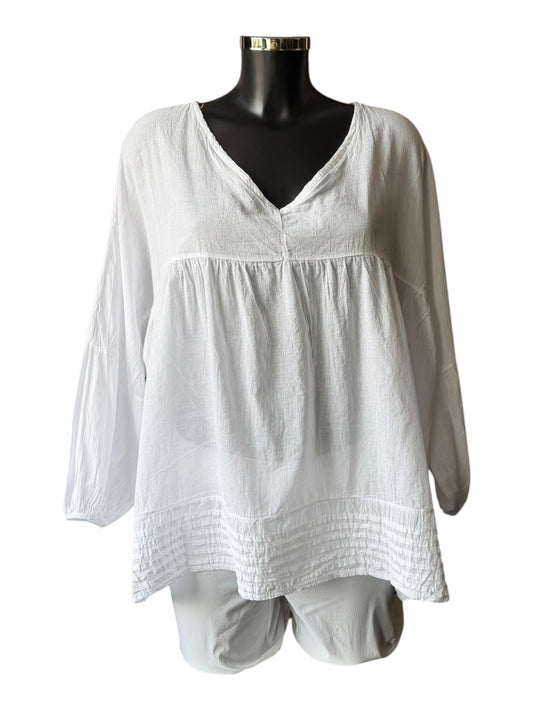 Lena oversized smock top - White