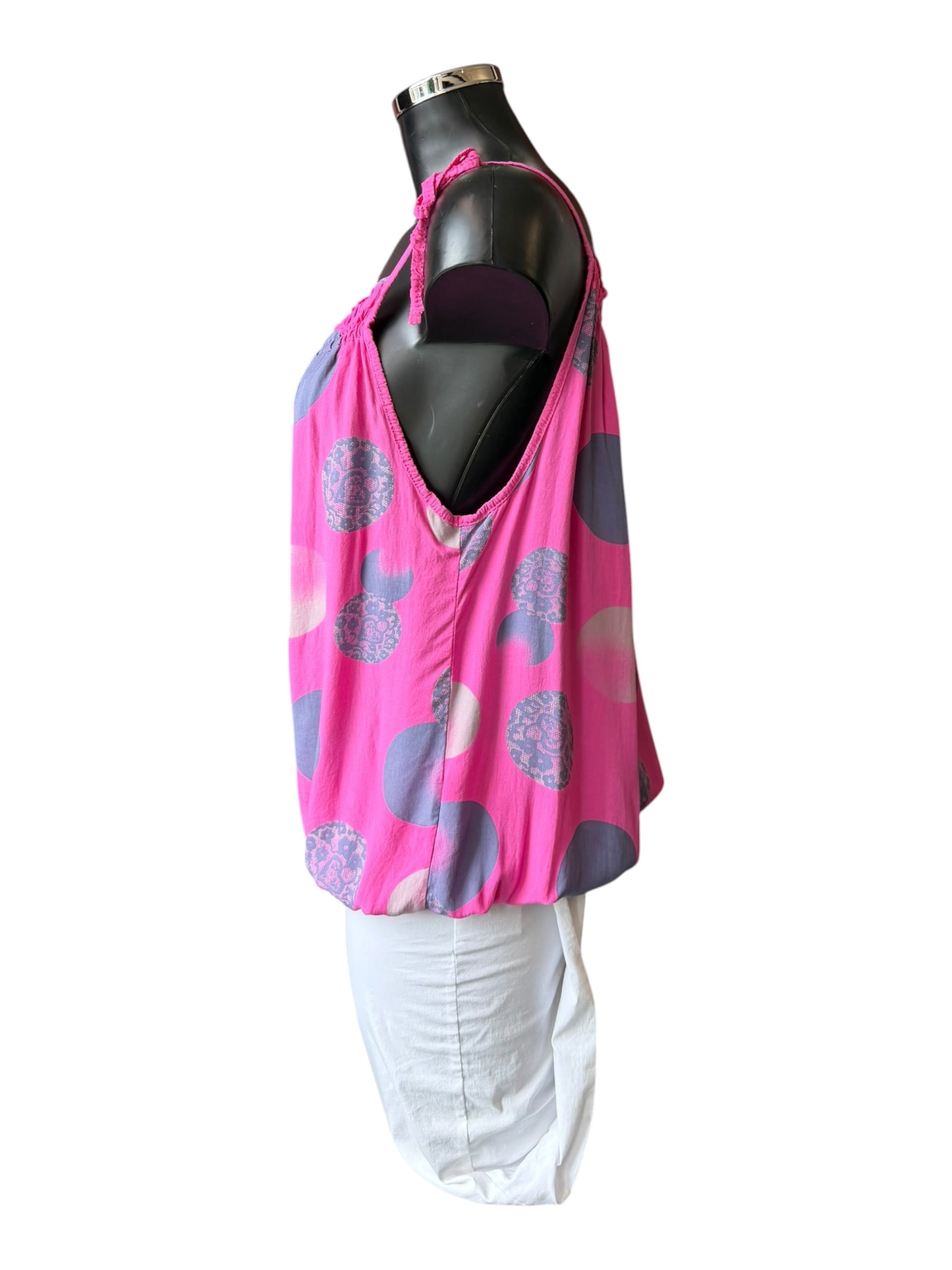 Doris strappy spot vest top - Cerise