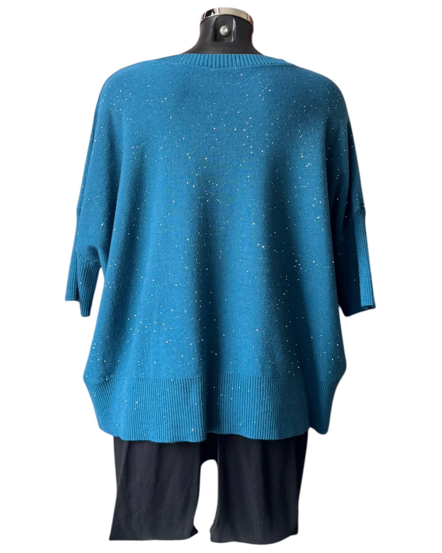 Eva sparkle knit half sleeve jumper - Teal