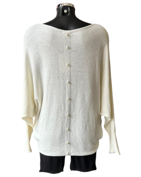 Cassie pearl back batwing jumper - Cream