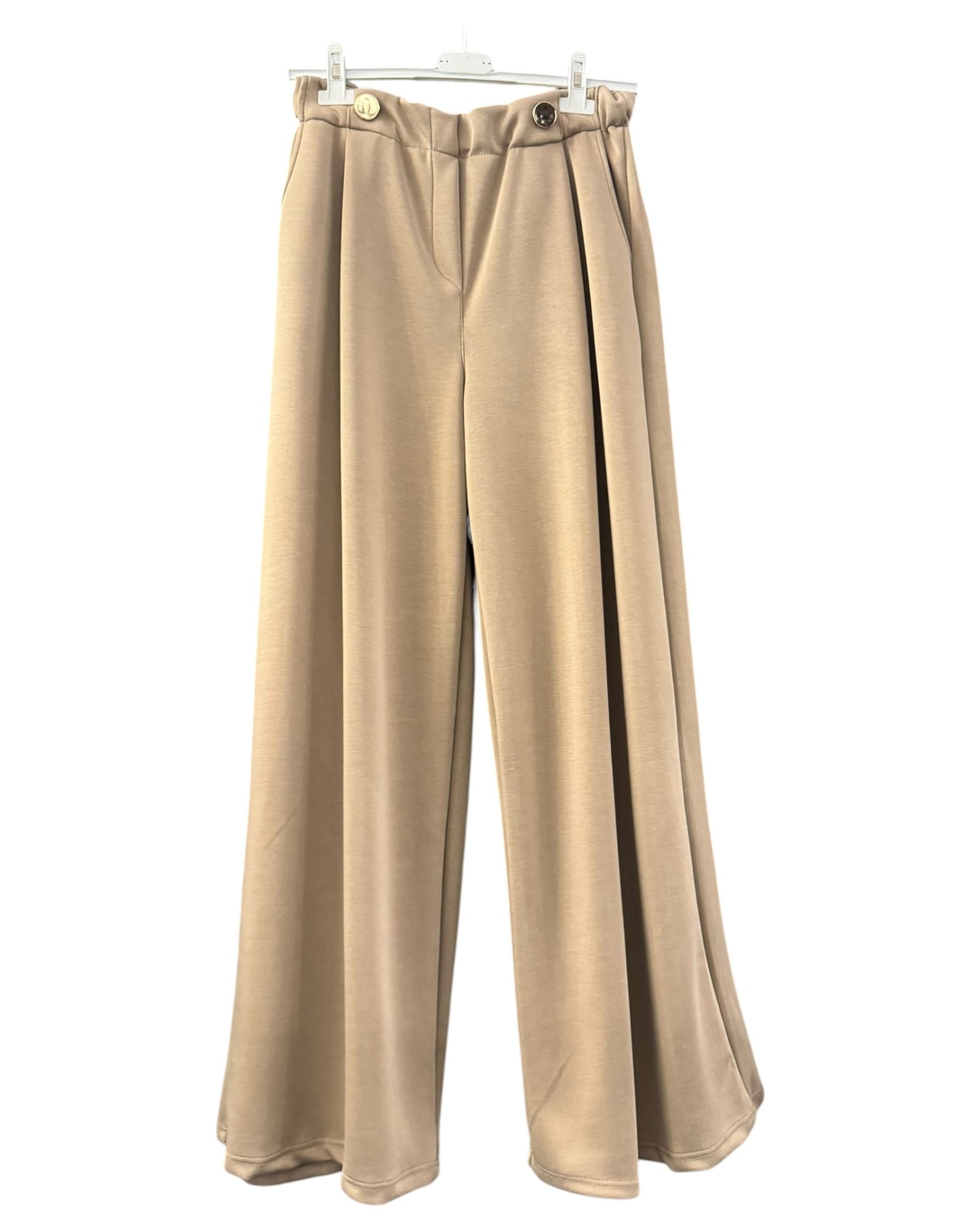Lola gold button wide leg trousers - Beige