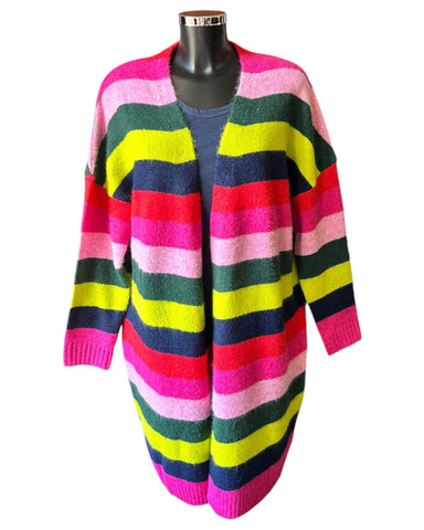 Kaleido super soft open cardigan - jungle boogie stripe