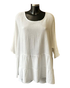 Casey range layered hem top - White