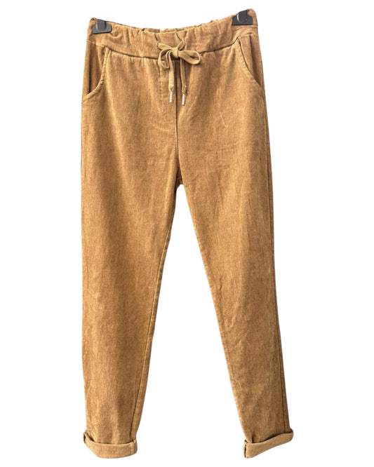 Isla super stretchy cord trousers one size - Tan