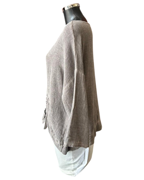 Casey range ruched side top - chocolate