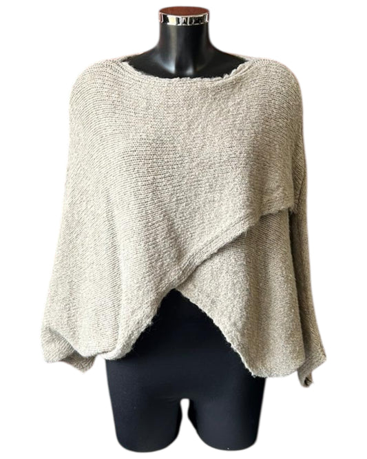Tessa cross over layering jumper - Beige