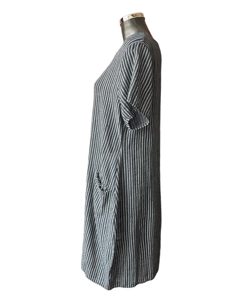 Farah striped range short dress - Black