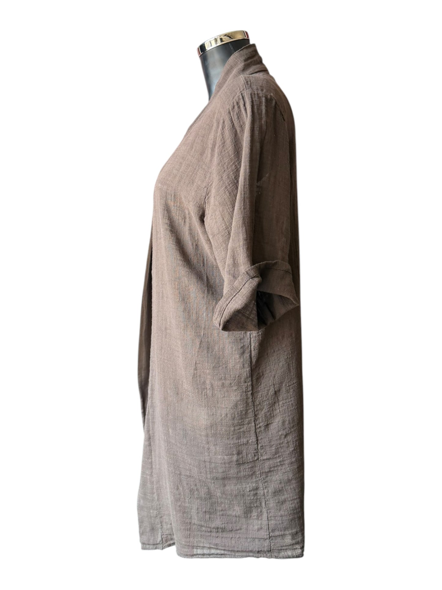 Callie longline soft cotton kimono - Chocolate