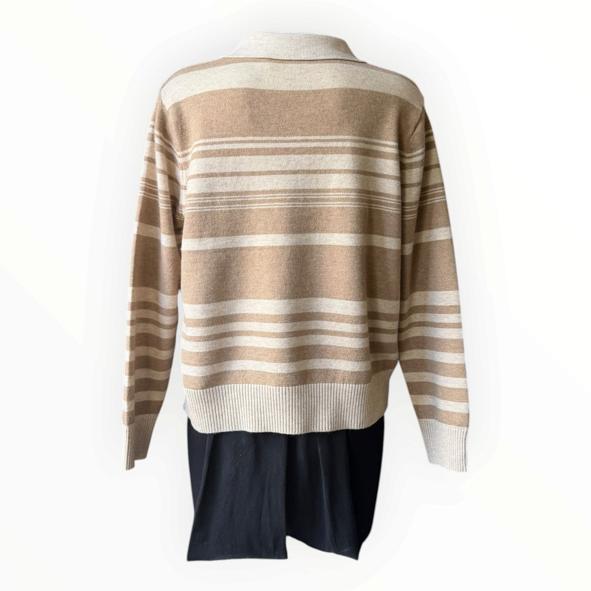 Georgia zip neck multi stripe jumper - taupe mix