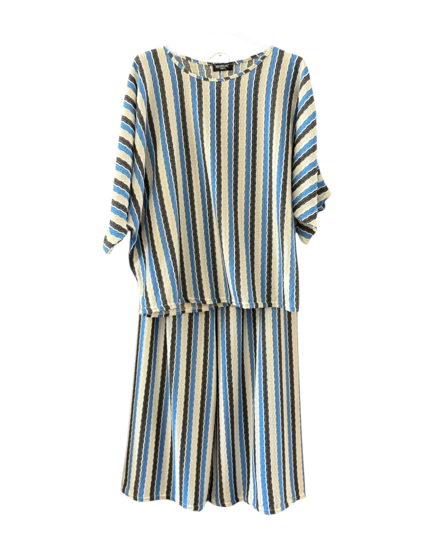 Paloma 2 piece striped co-ord trouser suit - Turquoise mix