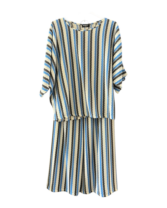 Paloma 2 piece striped co-ord trouser suit - Turquoise mix