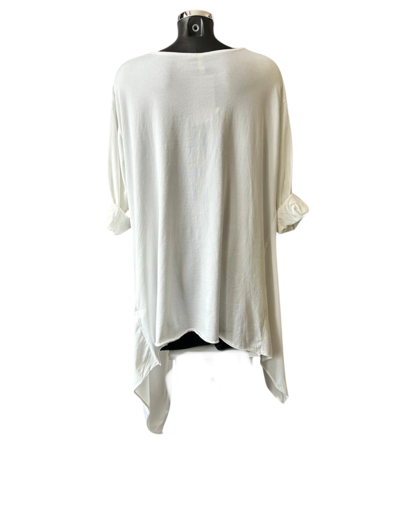 Ronnie dip sides tunic top - White