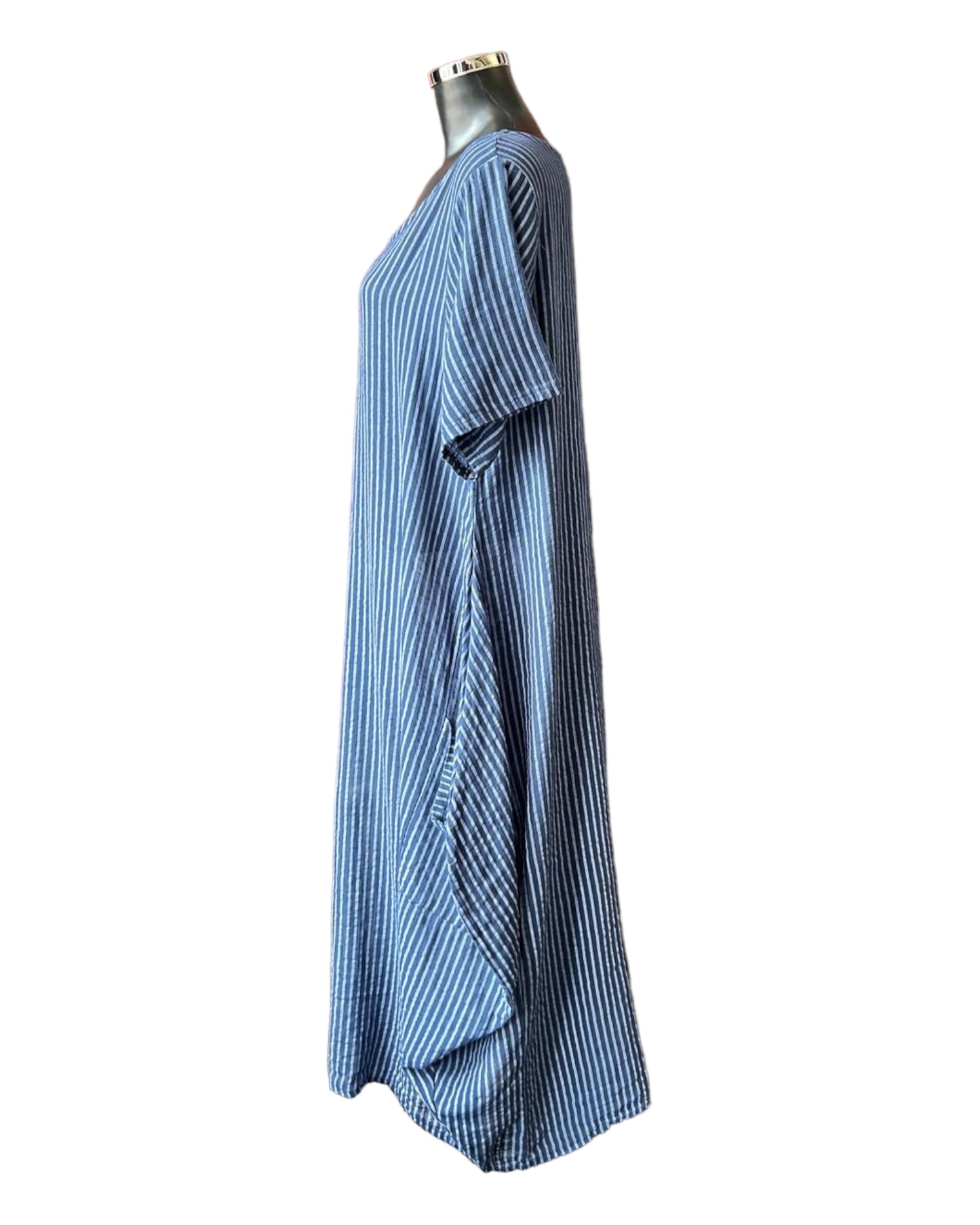 Bonnie striped long cotton dress - Navy