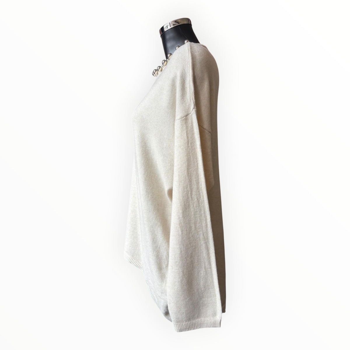 Fallon oversized pearl neck jumper - Beige