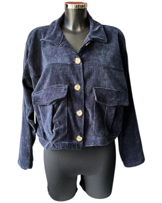 Roxy velvet feel bomber jacket - Navy