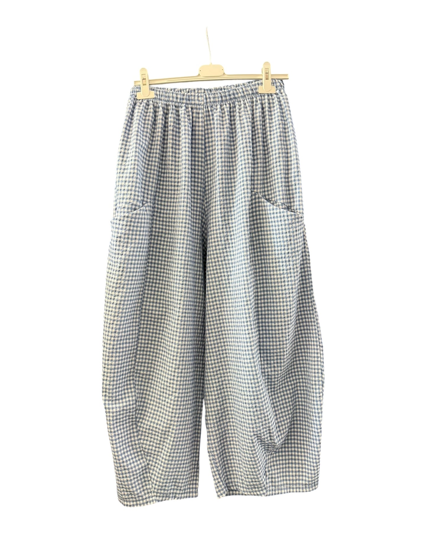 Gia gingham check balloon trousers - blue