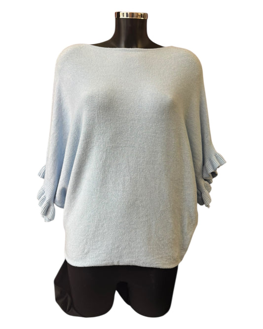 Aimee frill sleeve batwing jumper - Blue