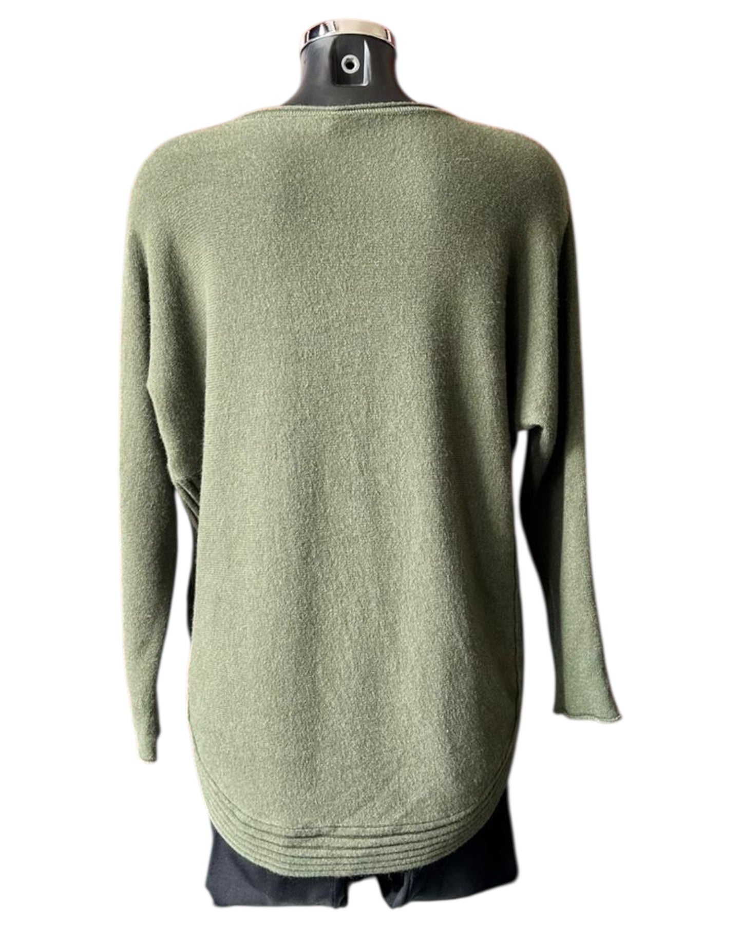 Camilla curved hem soft knitted jumper - Khaki