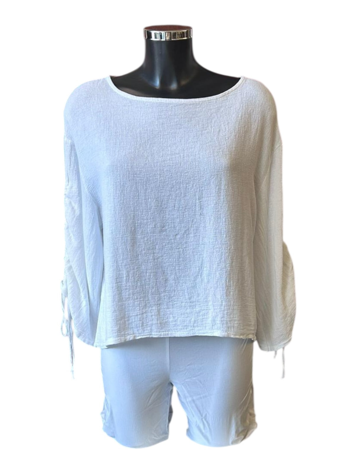 Casey range ruched sleeve top - White