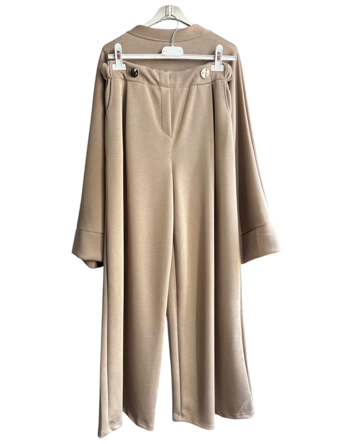 Lola cardigan co-ord trouser suit - Beige