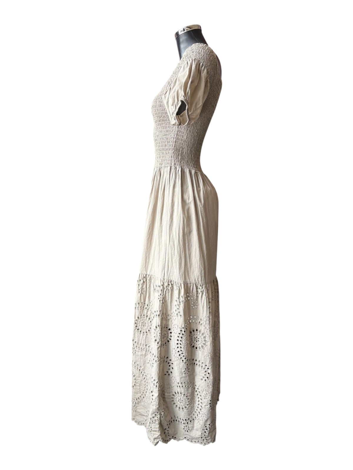 Dolly rouched top cutwork maxi dress - Taupe