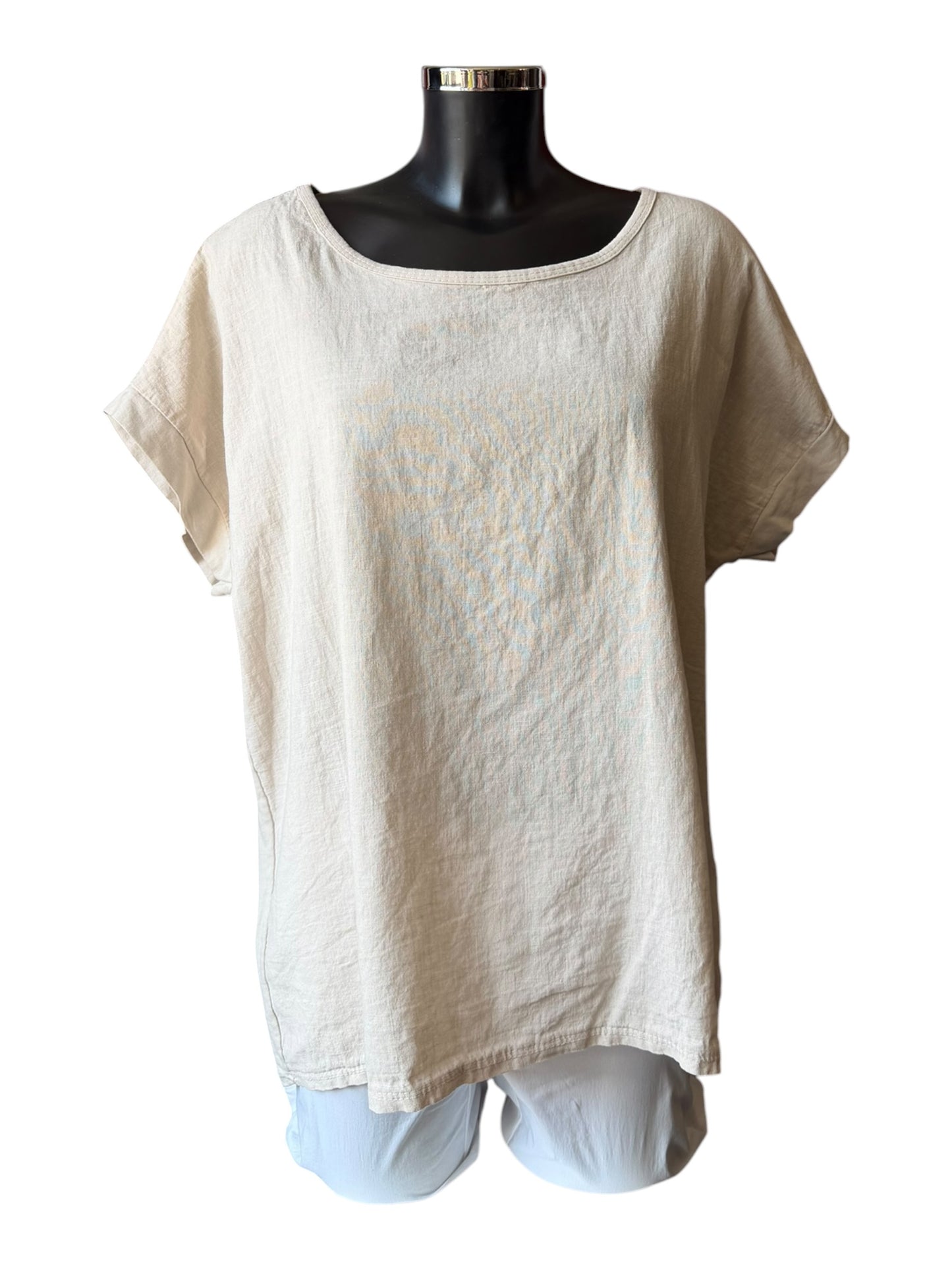 Paula linen blend short sleeve top - Beige