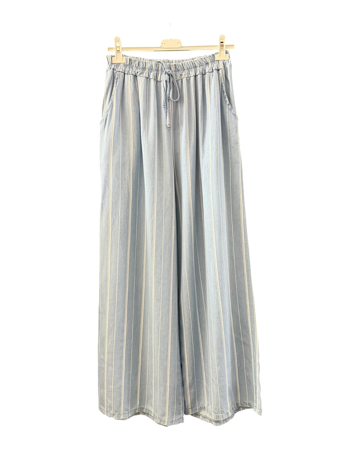Marley wide leg chambray stripe trousers - light denim