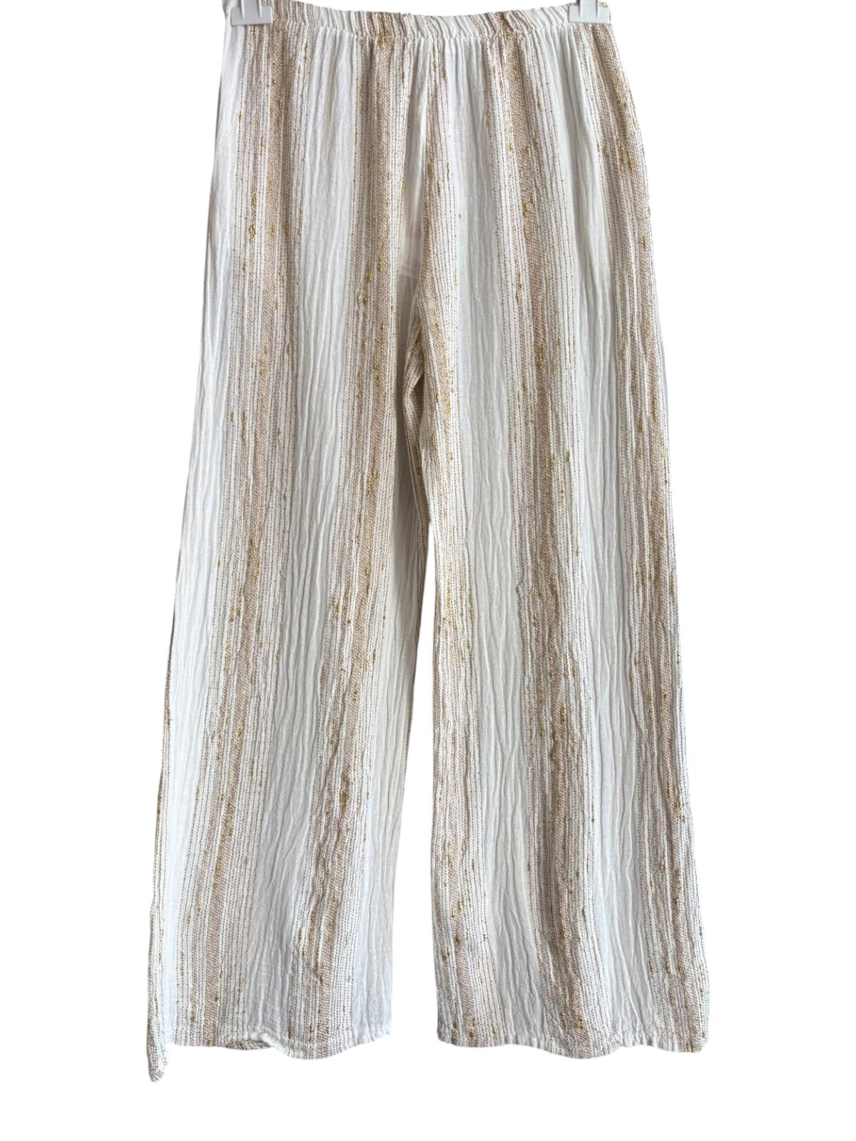 Caprice range linen and cotton gold thread wide leg trousers